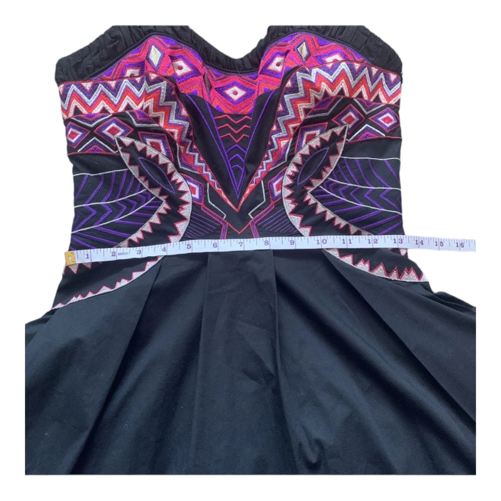 Karen Millen Aztec Embroidered Mini Dress Size 10 - Picture 7 of 13